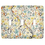 Swirly Floral Light Switch Cover (3 Toggle Plate)
