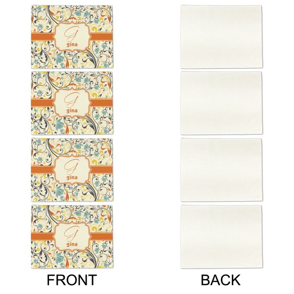 Swirly Floral Linen Placemat - APPROVAL Set of 4 (single sided)