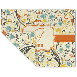 Swirly Floral Double-Sided Linen Placemat - Single w/ Name and Initial