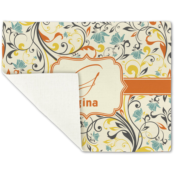 Swirly Floral Linen Placemat - Folded Corner (single side)