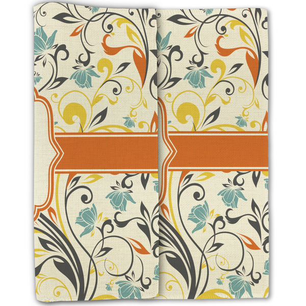 Swirly Floral Linen Placemat - Folded Half (double sided)