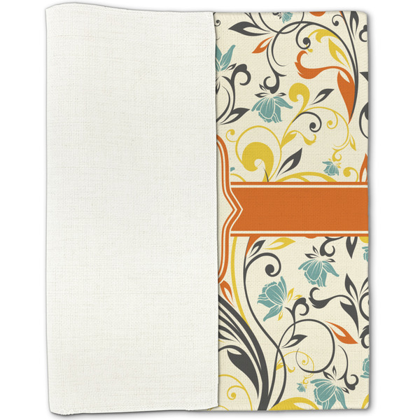 Swirly Floral Linen Placemat - Folded Half