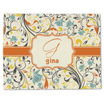 Swirly Floral Single-Sided Linen Placemat - Single w/ Name and Initial