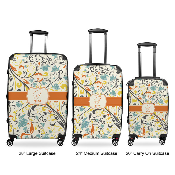 Swirly Floral Luggage Bags all sizes - With Handle