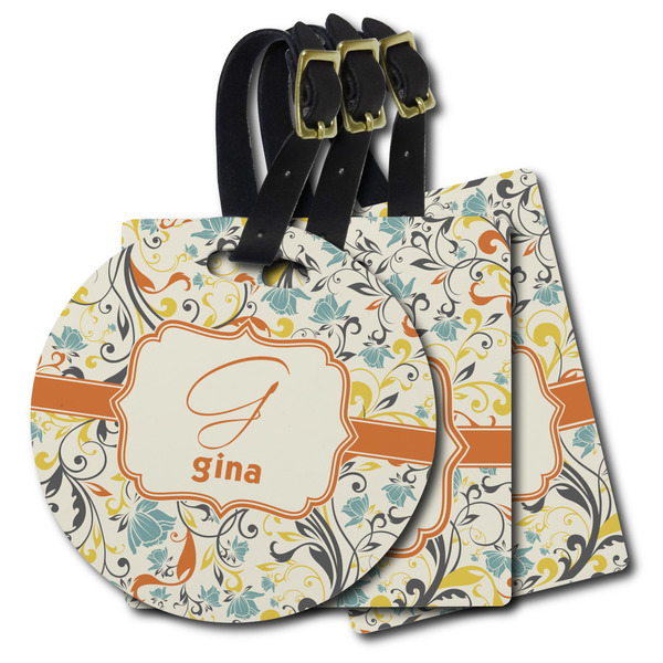 Custom Swirly Floral Plastic Luggage Tag (Personalized)