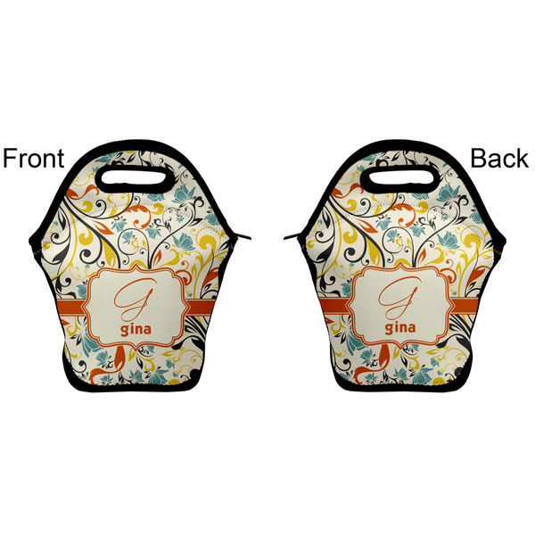 Swirly Floral Lunch Bag - Front and Back