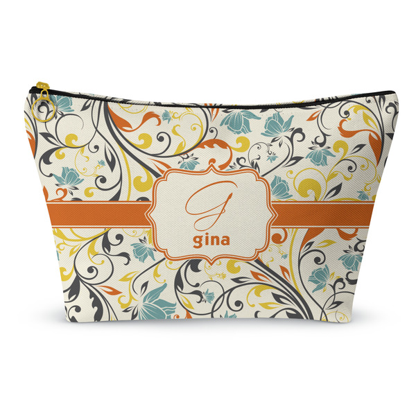 Custom Swirly Floral Makeup Bag - Small - 8.5"x4.5" (Personalized)