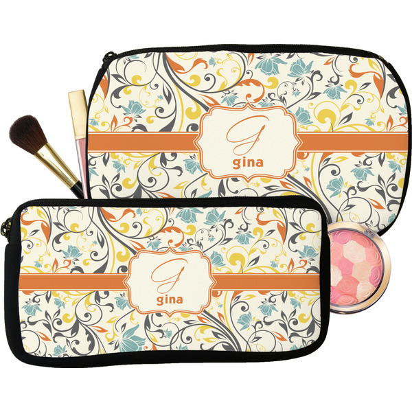 Swirly Floral Makeup / Cosmetic Bags (Select Size)