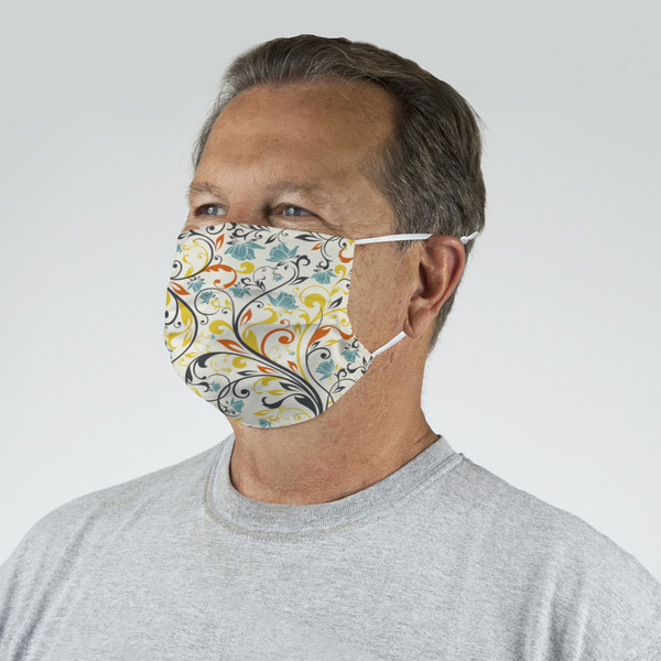 Swirly Floral Mask - Quarter View on Guy