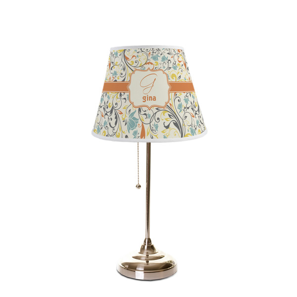 Swirly Floral Poly Film Empire Lampshade - On Stand