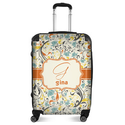 Swirly Floral Suitcase - 24" Medium - Checked (Personalized)