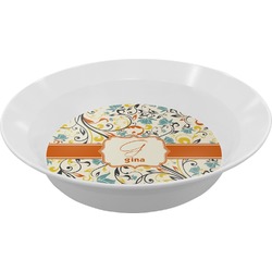 Swirly Floral Melamine Bowl (Personalized)