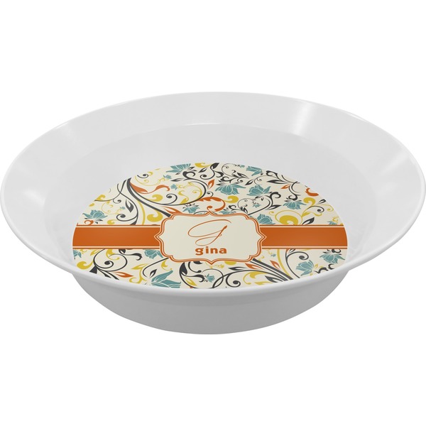 Custom Swirly Floral Melamine Bowl (Personalized)