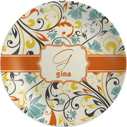 Swirly Floral Melamine Plate (Personalized)