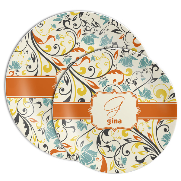 Swirly Floral Melamine Plates - PARENT/MAIN