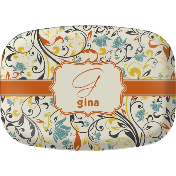 Custom Swirly Floral Melamine Platter (Personalized)