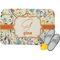 Swirly Floral Memory Foam Bath Mat (Personalized)