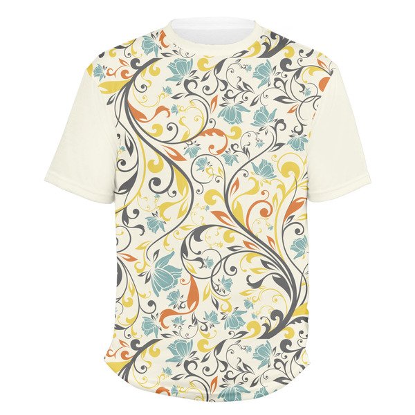 Custom Swirly Floral Men's Crew T-Shirt - Small