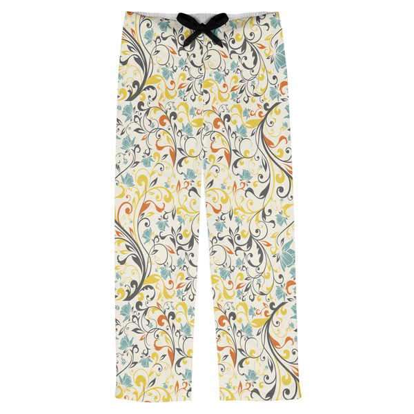 Custom Swirly Floral Mens Pajama Pants - 2XL
