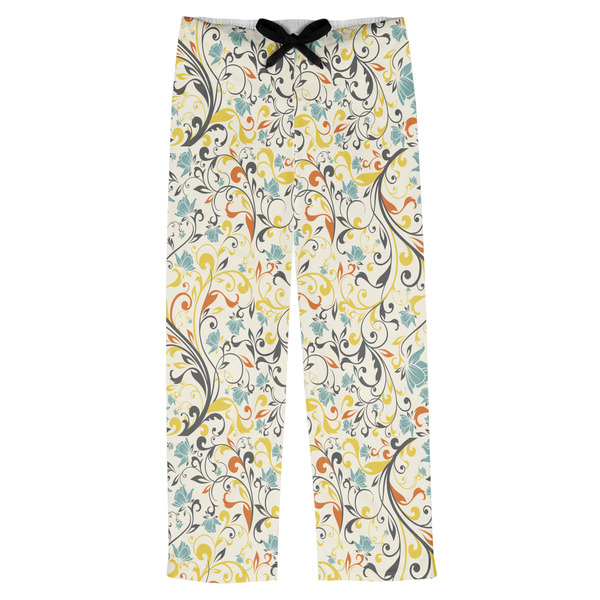 Custom Swirly Floral Mens Pajama Pants - XS