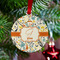 Swirly Floral Metal Ball Ornament - Lifestyle