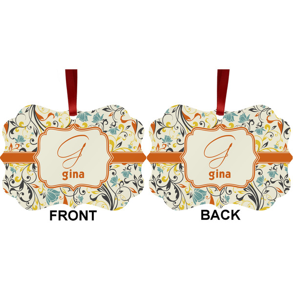 Swirly Floral Metal Benilux Ornament - Front and Back (APPROVAL)