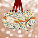 Swirly Floral Metal Ornaments - Double Sided w/ Name and Initial
