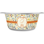 Swirly Floral Stainless Steel Dog Bowl (Personalized)