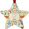 Swirly Floral Metal Star Ornament - Front