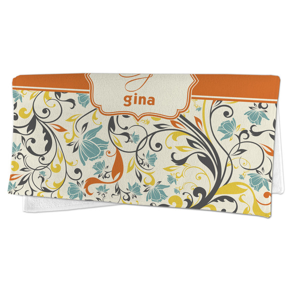 Swirly Floral Microfiber Dish Rag - FOLDED (half)