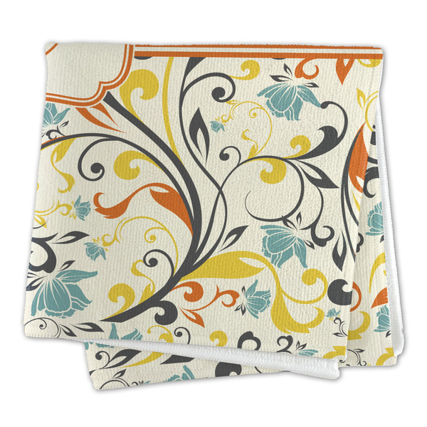 Swirly Floral Microfiber Dish Rag - FOLDED (square)