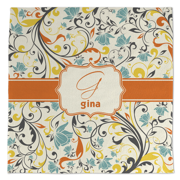 Custom Swirly Floral Microfiber Dish Towel (Personalized)