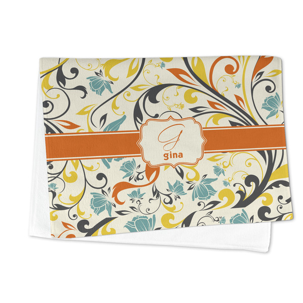 Swirly Floral Microfiber Dish Towel - FOLDED HALF