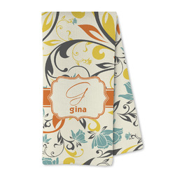 Swirly Floral Kitchen Towel - Microfiber (Personalized)