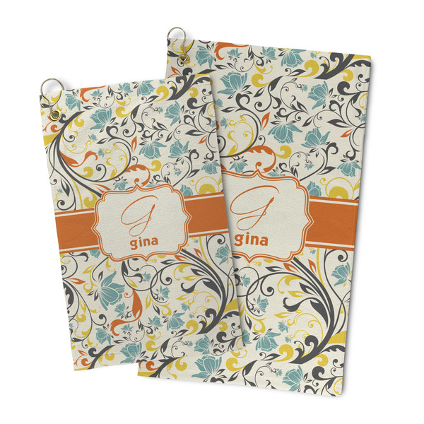 Swirly Floral Microfiber Golf Towel - PARENT/MAIN
