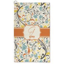 Swirly Floral Microfiber Golf Towel (Personalized)