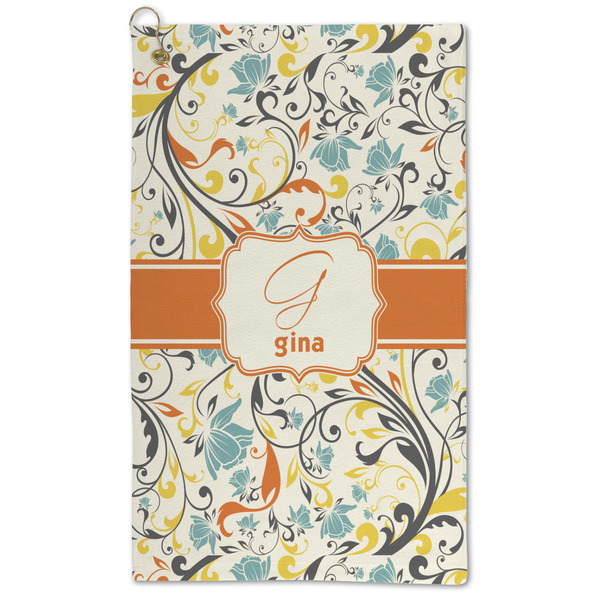 Custom Swirly Floral Microfiber Golf Towel (Personalized)