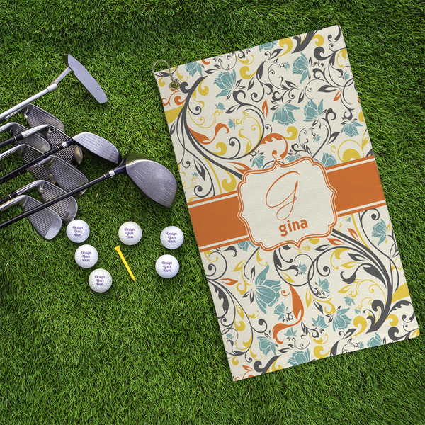 Swirly Floral Microfiber Golf Towels - LIFESTYLE