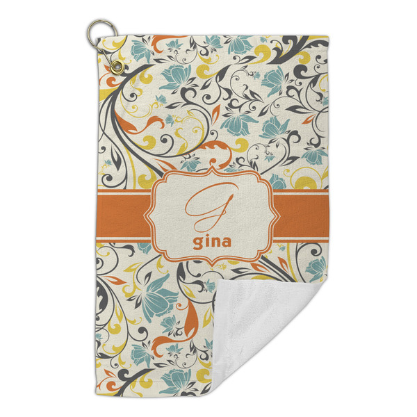 Swirly Floral Microfiber Golf Towels Small - FRONT FOLDED