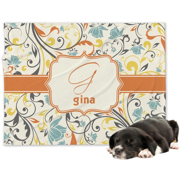 Custom Swirly Floral Dog Blanket - Regular (Personalized)