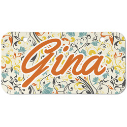 Swirly Floral Mini/Bicycle License Plate (2 Holes) (Personalized)