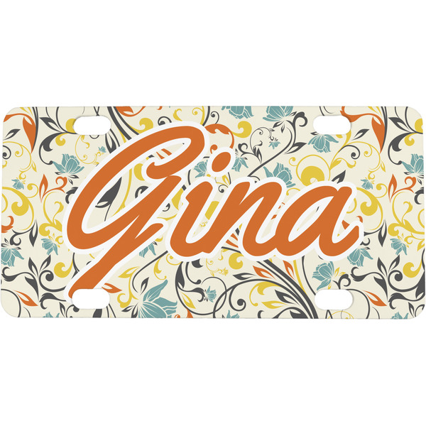Custom Swirly Floral Mini/Bicycle License Plate (Personalized)