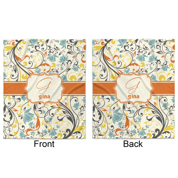Swirly Floral Minky Blanket - 50"x60" - Double Sided - Front & Back