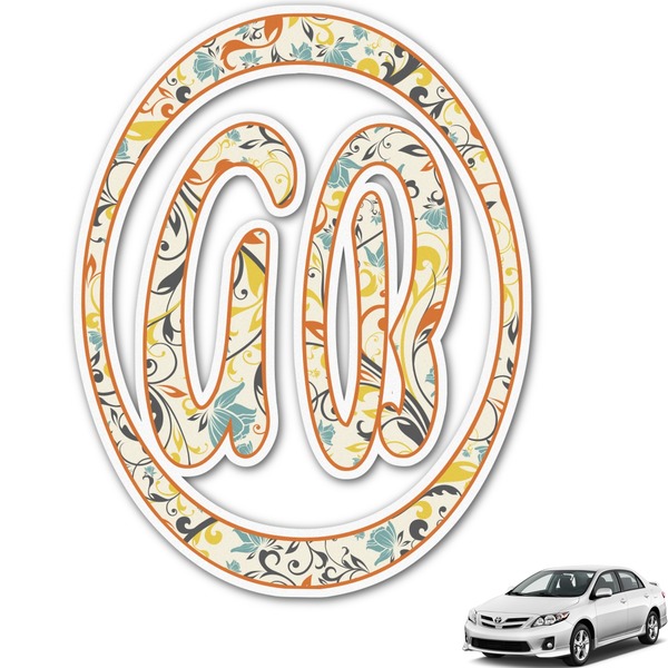 Custom Swirly Floral Monogram Car Decal (Personalized)