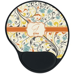 Swirly Floral Mouse Pad with Wrist Support