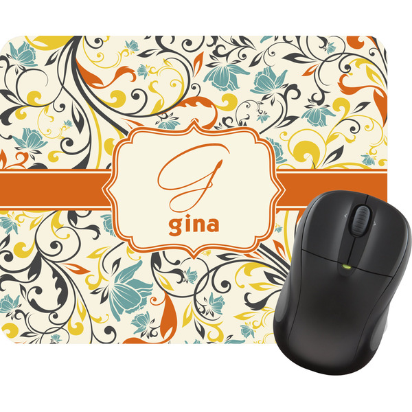 Custom Swirly Floral Rectangular Mouse Pad (Personalized)