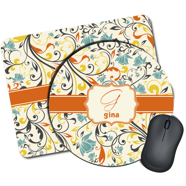 Custom Swirly Floral Mouse Pad (Personalized)