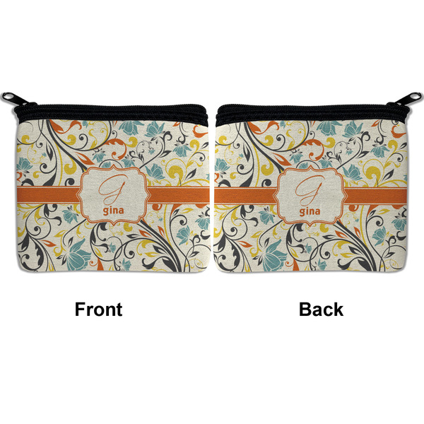 Swirly Floral Neoprene Coin Purse - Front & Back (APPROVAL)