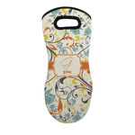 Swirly Floral Neoprene Oven Mitt w/ Name and Initial