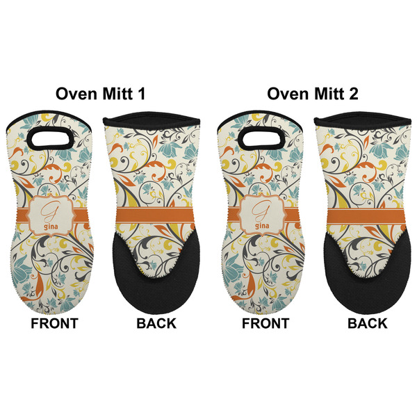 Swirly Floral Neoprene Oven Mitt - Set of 2 - Approval